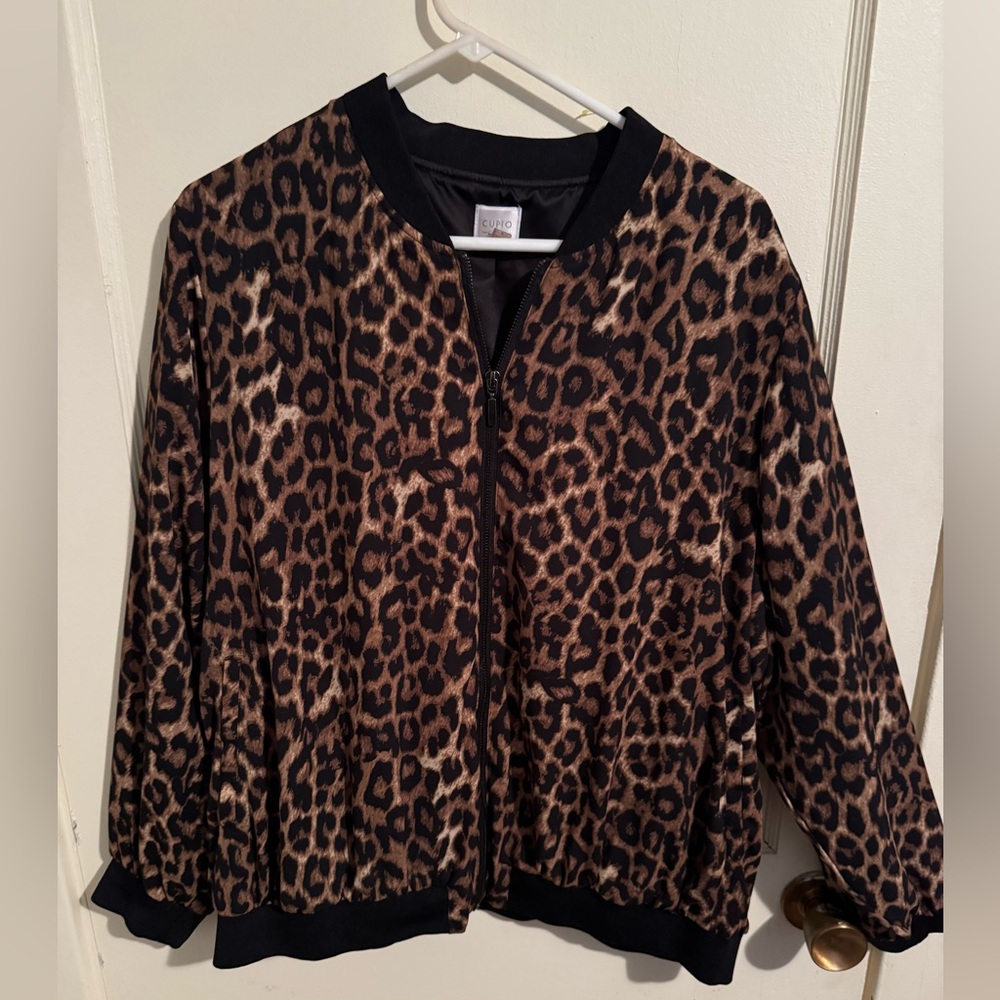 Cupid Plus Size Cheetah Bomber Jacket